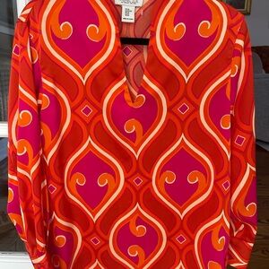 NWOT Rachel Zoe Red and Orange Patterned Blouse Size XS
